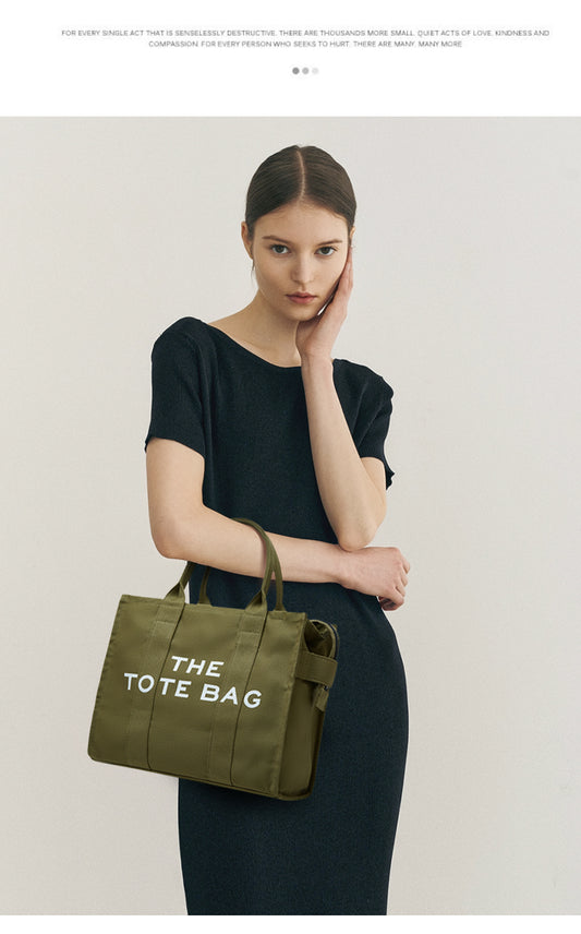 2023 new large capacity minimalist style shoulder canvas bag simple handheld women's bag solid color tote bag large bag