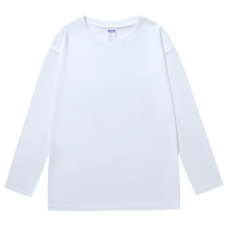 Solid Color White Base Shirt Long-sleeved T-shirt Women's Spring and Autumn 2024 New Loose Crewneck Pullover Top Ins