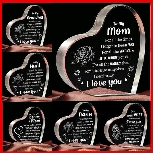 Cross-border New Transparent Love Acrylic Mother's Day Father's Day Wife Birthday Gift Desktop Decoration