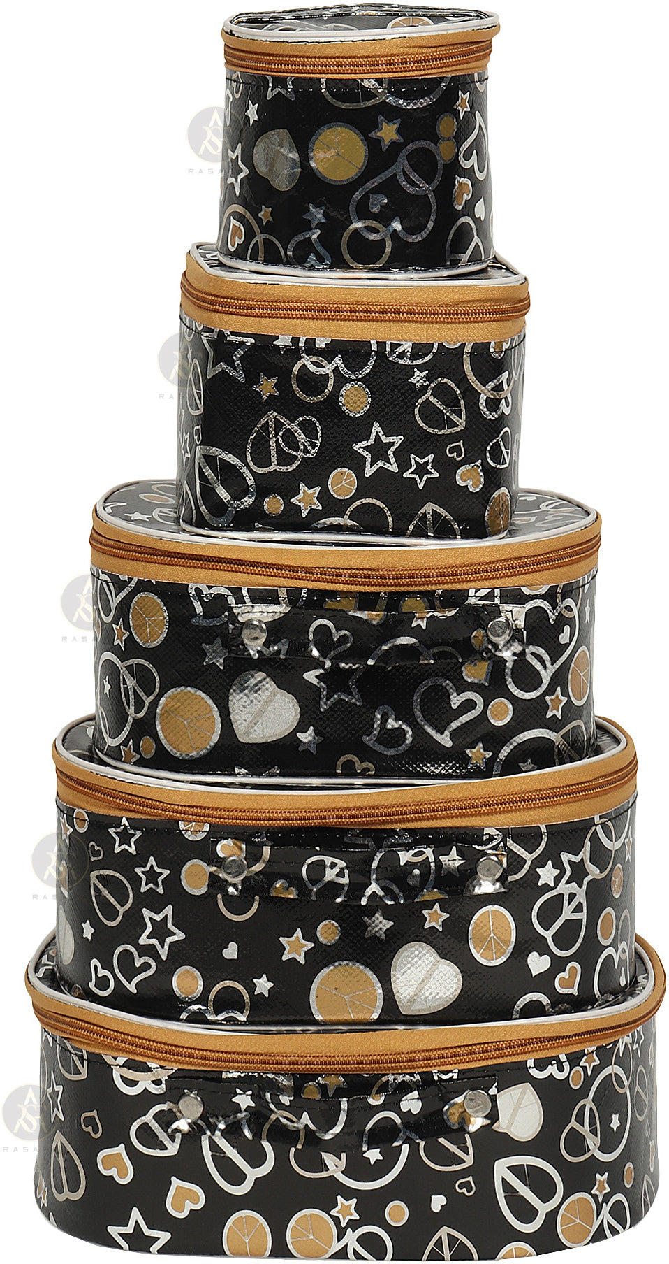 Rasafa Pack of 5 Trendy Cosmetics, Toiletry, Jewellery Box, Makeup Box, Bangle Vanity Box (Black)