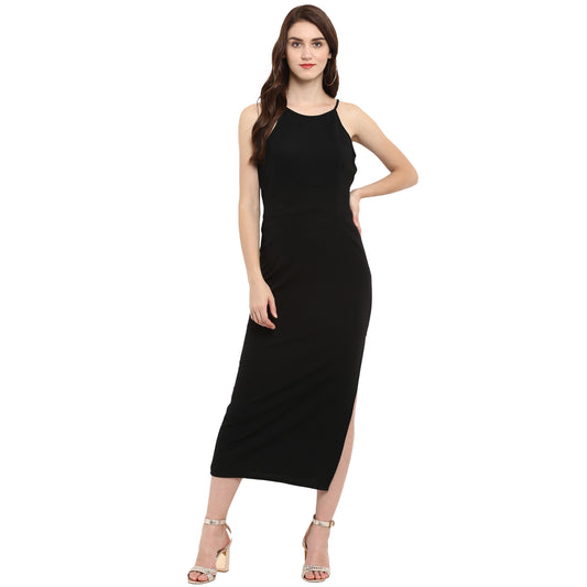 Zima Leto Women's Solid Incut Fitted Midi Dress